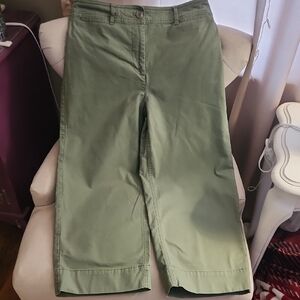 Talbots Olive Wide-Leg Crop Chinos